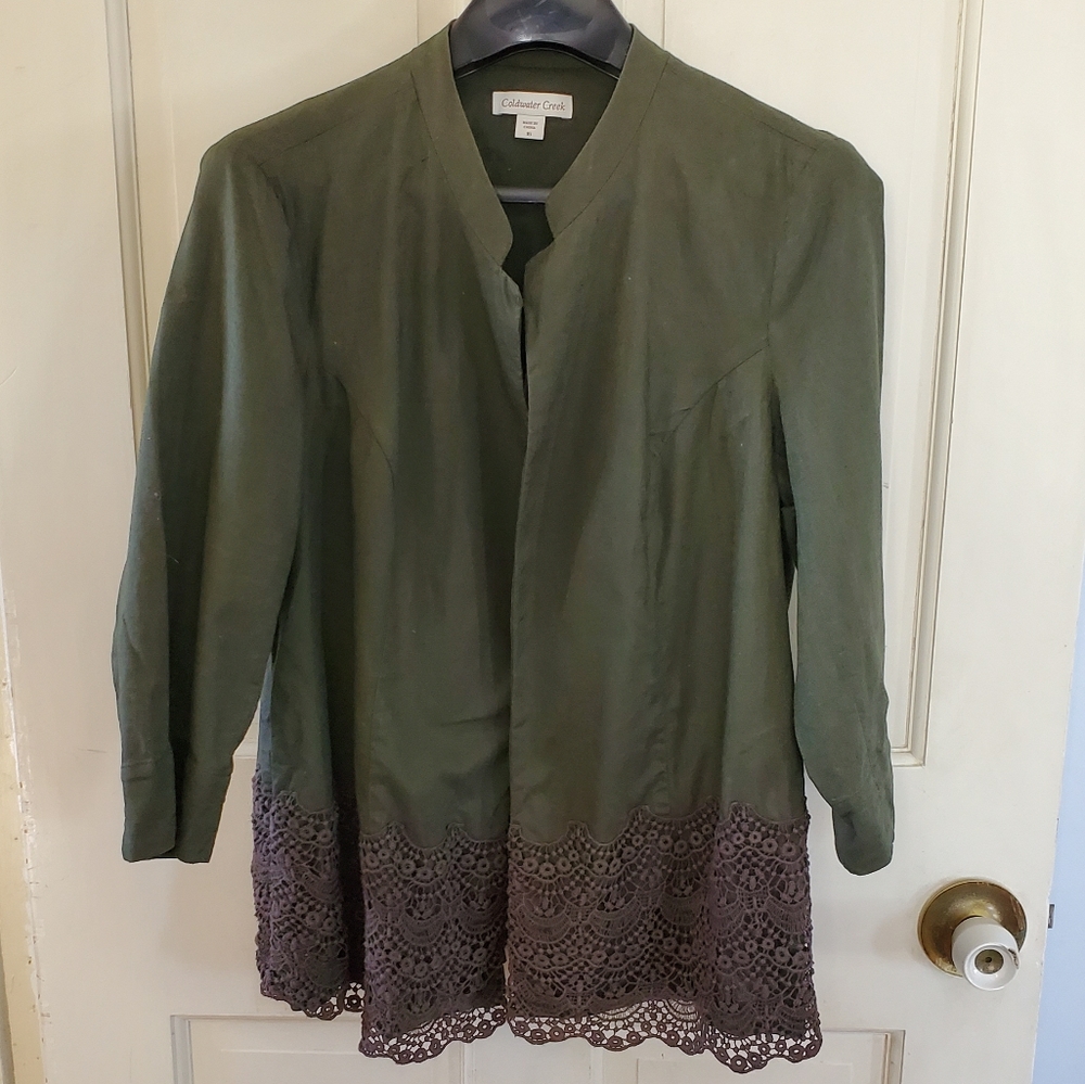 Coldwater Creek flyaway jacket with lace